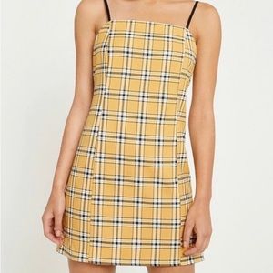 Urban Outfitters Yellow Plaid Mini Dress Size M
